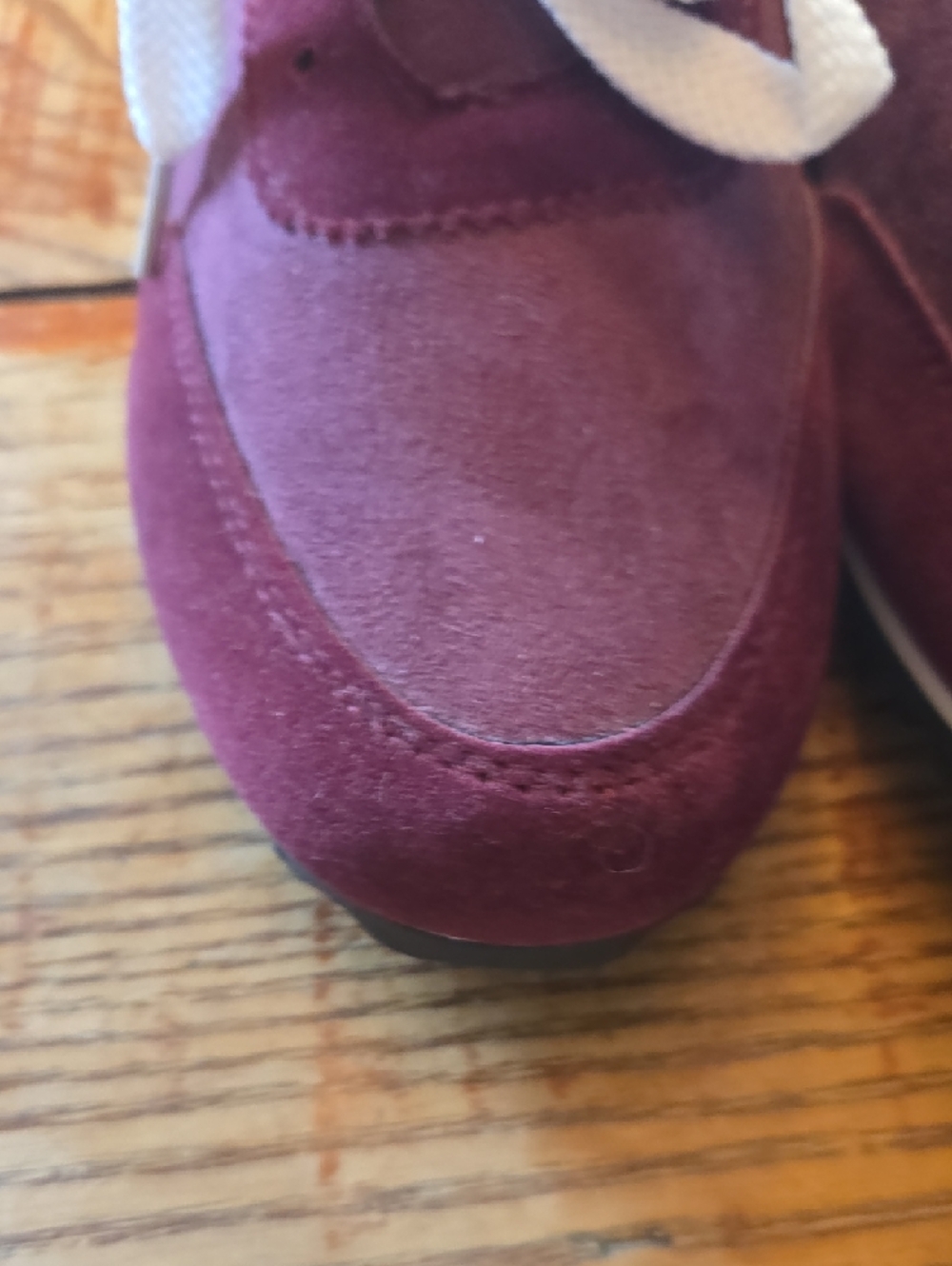 Maroon Suede Sneakers Size 11 US/ Size 45 EUwith White Laces By Polligie - Picture 7 of 13